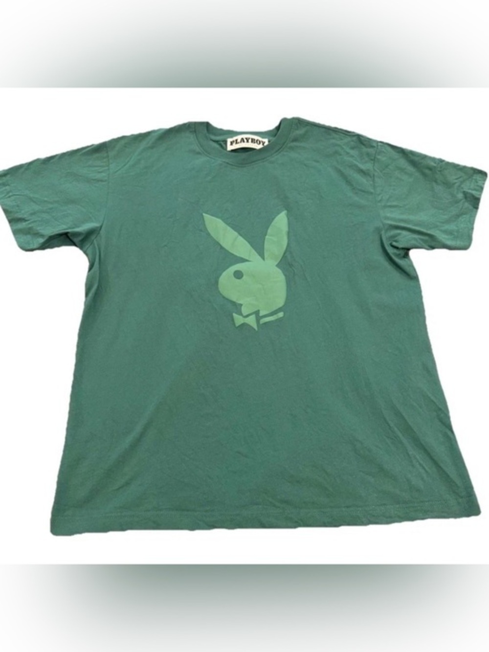 PLAYBOY Green Graphic Bunny Short Sleeve Tee Mens size Medium